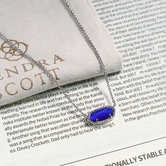 Kendra Scott Elisa Silver Cobalt Cat's Eye Necklace - Picture 2 of 2